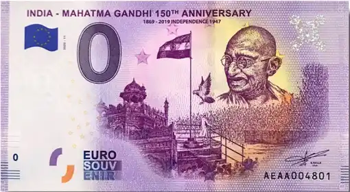 Billet 0€ INDIA - MAHATMA GANDHI 150th ANNIVERSARY 1869-2019 INDEPENDENCE 1947