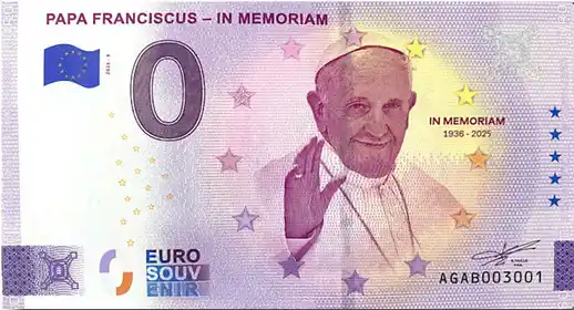 0€ banknote PAPA FRANCISCUS - IN MEMORIAM