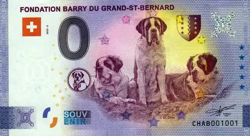 Banconota da 0€ FONDATION BARRY DU GRAND-ST-BERNARD