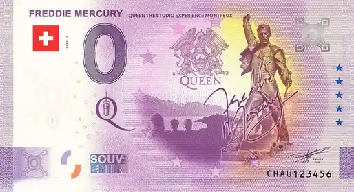 0€-Schein FREDDIE MERCURYQUEEN THE STUDIO EXPERIENCE MONTREUX