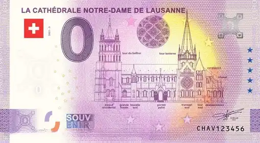 Billete de 0€ LA CATHÉDRALE NOTRE-DAME DE LAUSANNE