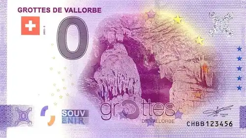 Banconota da 0€ GROTTES DE VALLORBE