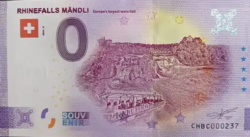 Banconota da 0€ RHINEFALLS - MÄNDLI EUROPE'S LARGEST WATERFALL