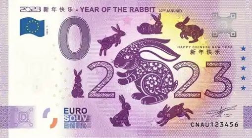 Billete de 0€ 2023 新年快乐 - YEAR OF THE RABBIT 22nd JANUARY