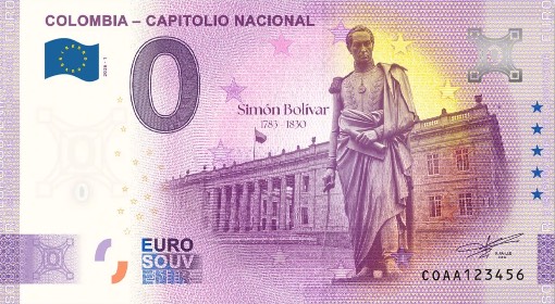 Banconota da 0€ COLOMBIA - CAPITOLIO NACIONAL Simon Bolivar (1783 1830)