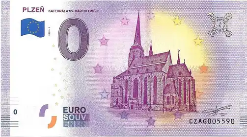 0€ banknote PLZEŇKATEDRÁLA SV. BARTOLOMĚJE