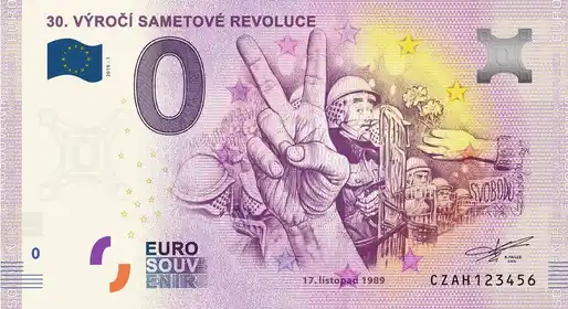 Banconota da 0€ 30. VÝROČI SAMETOVE REVOLUCÉ