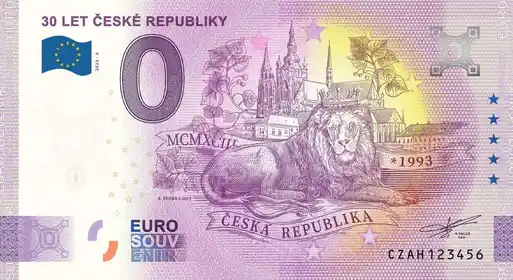 Banconota da 0€ 30 LET ČESKÉ REPUBLIKY