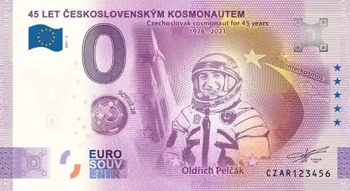 0€ banknote 45 LET ČESKOSLOVENSKÝM KOSMONAUTEM