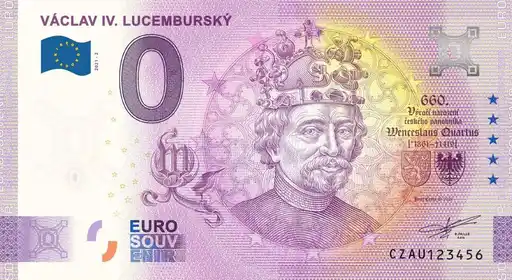 Banconota da 0€ VÁCLAV IV. LUCEMBURSKÝ