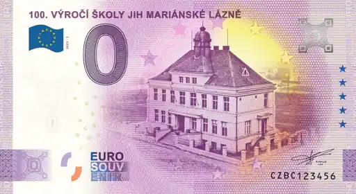Billete de 0€ 100. VÝROČÍ ŠKOLY JIH MARIÁNSKÉ LÁZNĚ