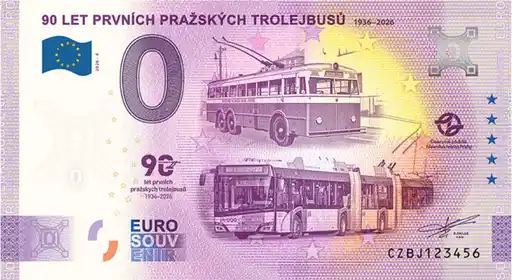 Billete de 0€ 90 LET PRVNÍCH PRAŽSKÝCH TROLEJBUSŮ 1936-2026