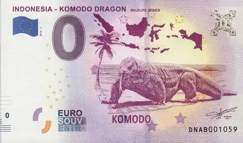 0€-Schein INDONESIA - KOMODO DRAGON WILDLIFE SERIES