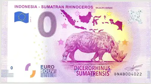 0€ banknote INDONESIA - SUMATRAN RHINOCEROS WILDLIFE SERIES