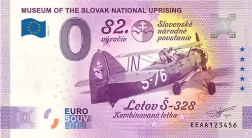 Billet 0€ MUSEUM OF THE SLOVAK NATIONAL UPRISING 82. výročia Slovenské národné povstanie Letov Š.328 Kombinovaná letka