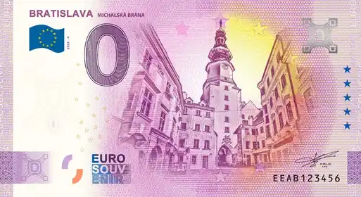 Banconota da 0€ BRATISLAVAMICHALSKÁ BRÁNA