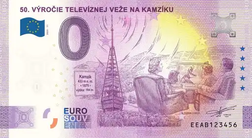 Banconota da 0€ 50. VÝROČIE TELEVIZNEJ VEZE NA KAMZIKU