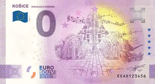 Banconota da 0€ KOŠICESPIEVAJÚCA FONTÁNA