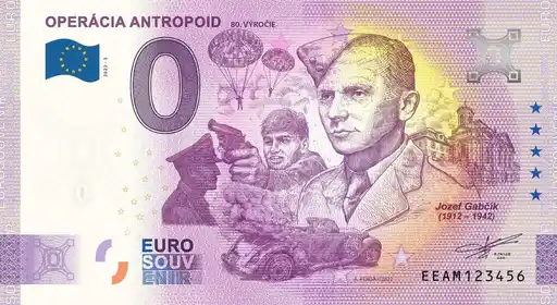 0€ banknote OPERÁCIA ANTHROPOID80. VÝROČIE