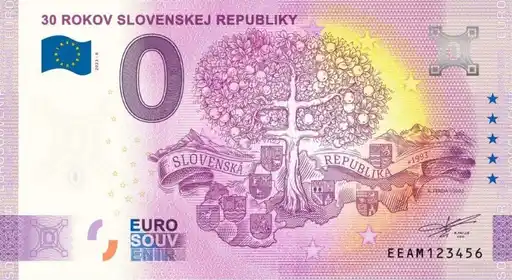Billete de 0€ 30 ROKOV SLOVENSKEJ REPUBLIKY
