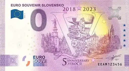 Billete de 0€ EURO SOUVENIR SLOVENSKO 2018-2023 5. VÝROČIE