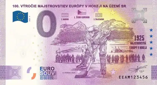 Billete de 0€ 100. VYROCIE MAJSTROVSTIEV EUROPY V HOKEJINA UZEMI SR