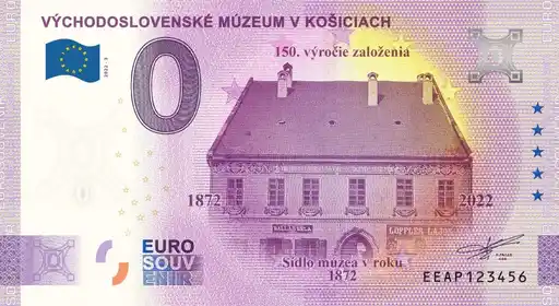 Banconota da 0€ VÝCHODOSLOVENSKÉ MÚZEUM V KOŠICIACH