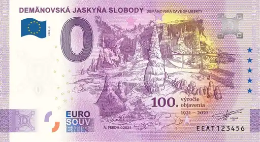 Banconota da 0€ DEMÄNOVSKÁ JASKYŇA SLOBODYDEMÄNOVSKÁ CAVE OF LIBERTY