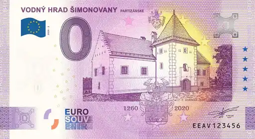 0€ banknote VODNÝ HRAD ŠIMONOVANYPARTIZÁNSKE
