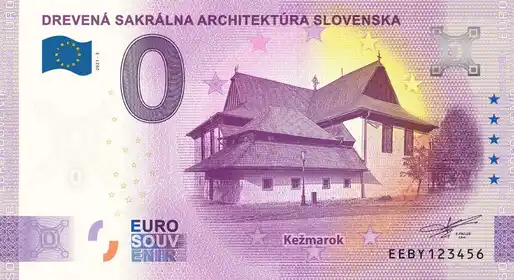 0€ banknote DREVENÁ SAKRÁLNA ARCHITEKTÚRA SLOVENSKA