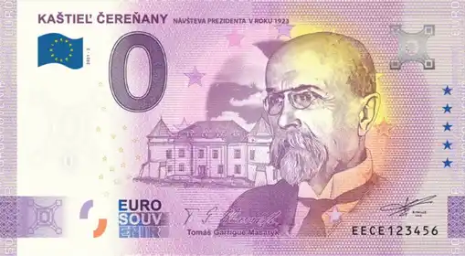 0€ banknote KASTIEL CERENANYNAVSTEVA PREZIDENTA V ROKU 1923