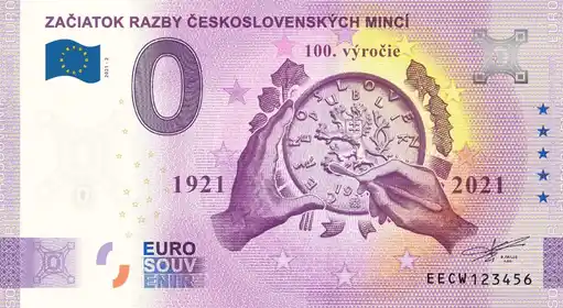 0€-Schein ZAČIATIOK RAZBY ČESKOSLOVENSKÝCH MINCÍ