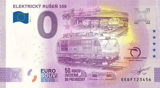 0€ banknote ELEKTRICKÝ RUŠEŇ 350 50. ROKOV UVEDENIA DO PREVADSKY