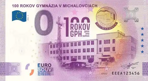 Billete de 0€ 100 ROKOV GYMNÁZIA V MICHALOVCIACH