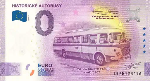 0€ banknote HISTORICKÉ AUTOBUSY