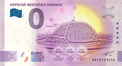 0€ banknote KÚPEĽNÉ MESTEČKO DUDINCE