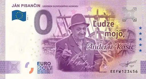 0€-Schein JÁN PISANČINLEGENDA SLOVENSKEHO HUMORU