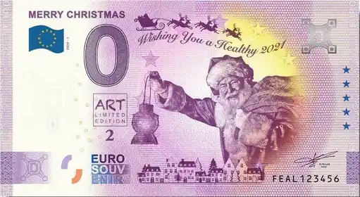 0€-Schein MERRY CHRISTMAS