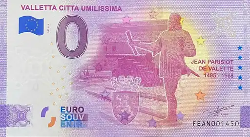 0€ banknote VALLETTA CITTÀ UMILISSIMA [FAUTE]