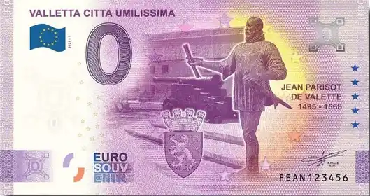 0€ banknote VALLETTA CITTÀ UMILISSIMA