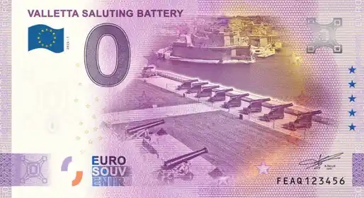 Banconota da 0€ VALLETTA SALUTING BATTERY