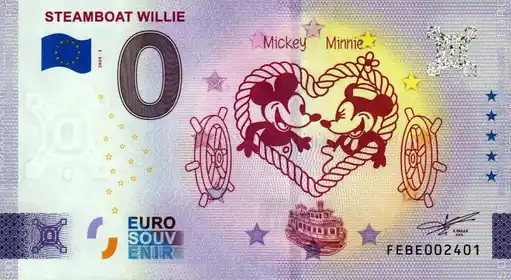 0€ banknote STEAMBOAT WILLIE Mickey Minnie