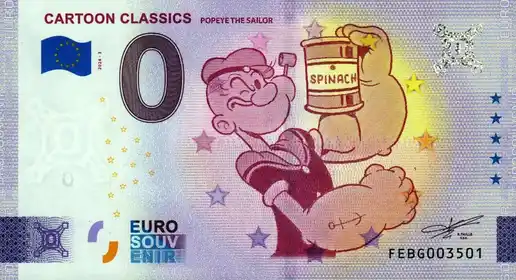 0€ banknote CARTOON CLASSICSPOPEYE THE SAILOR