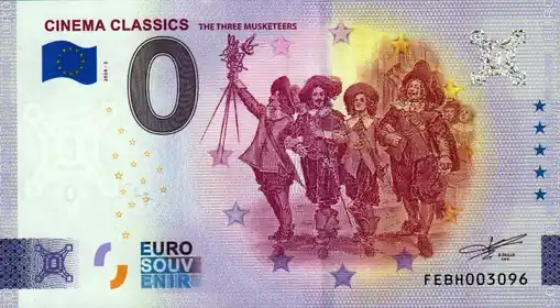 0€ banknote CINEMA CLASSICSTHE THREE MUSKETEERS