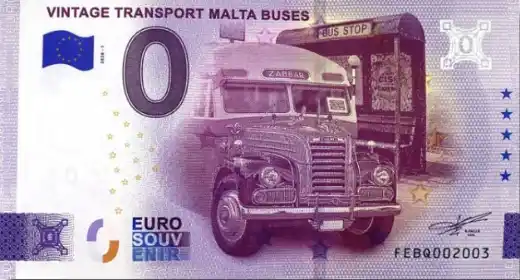 Billete de 0€ VINTAGE TRANSPORT MALTA BUSES
