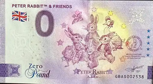 0€ banknote PETER RABBIT & FRIENDS