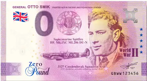 Billete de 0€ GENERAL OTTO SMIKFIGHTER ACE IN THE RAF AND SQUADRON LEADER