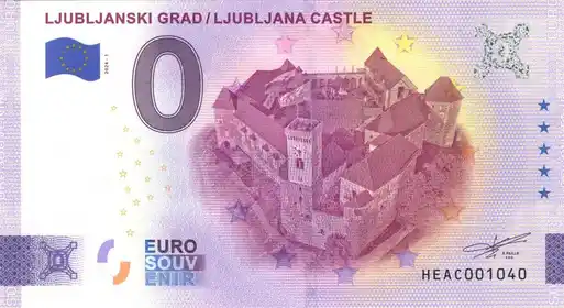 0€ banknote LJUBLJANSKI GRAND LJUBLJANA CASTLE