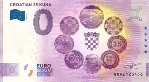 0€ banknote CROATIAN 25 KUNA