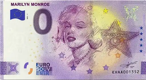 Billete de 0€ MARILYN MONROE